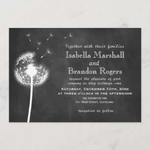 Floral Chalkboard Wedding Invite (white)