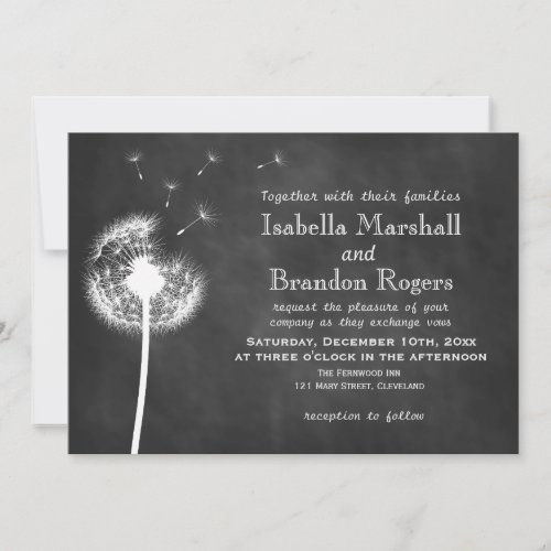 Floral Chalkboard Wedding Invite (white) Announcements