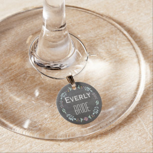 Floral Chalkboard Wedding Party Special Occasion Wine Glass Charm