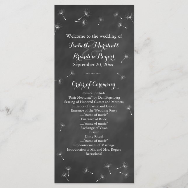 Floral Chalkboard Wedding Program (Front)