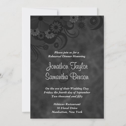 Floral Chalkboard Wedding Rehearsal Dinner Invites