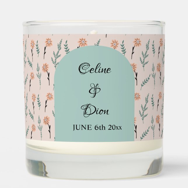 Floral chamomile pattern scented candle (Front)
