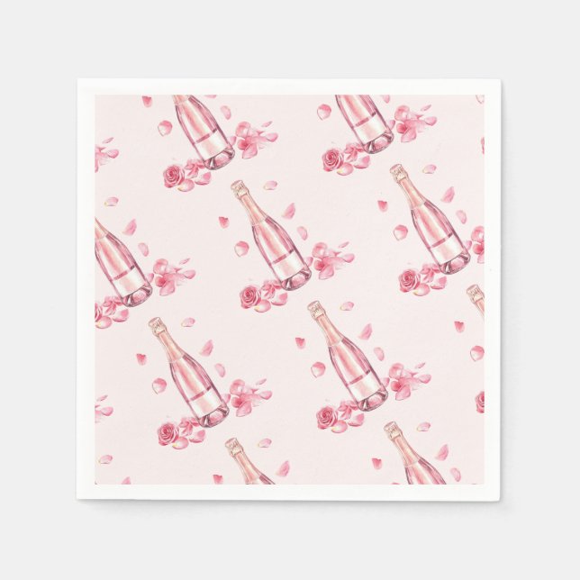  Floral Champagne | Bridal Shower Brunch Napkins (Front)