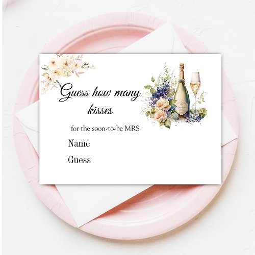 Floral Champagne Bridal Shower Wedding Game  Enclosure Card