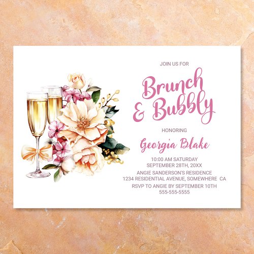 Floral Champagne Brunch and Bubbly Invitation