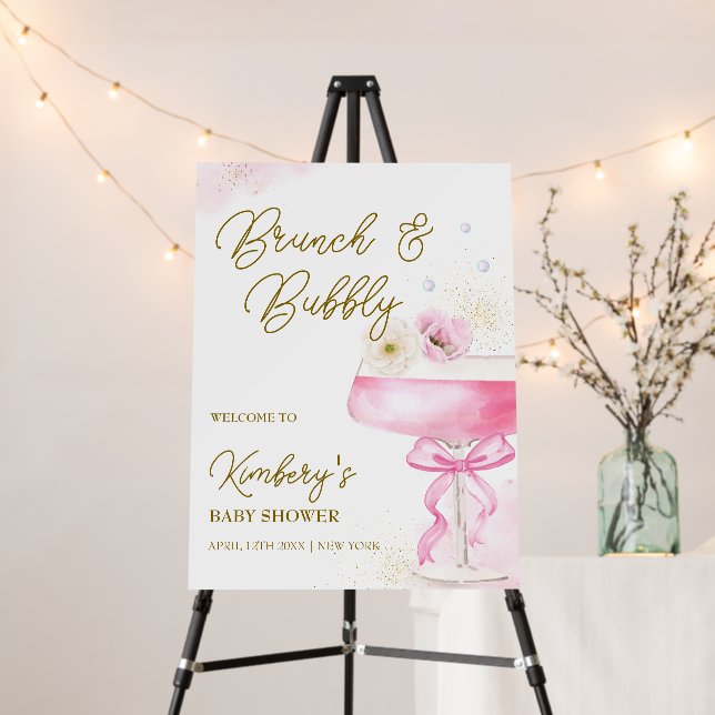 Floral Champagne Brunch Baby Shower Welcome Sign  (In Situ (Stand))