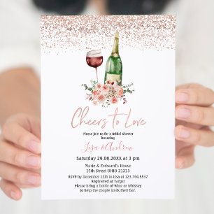 Floral Champagne Cheers to Love Bridal Shower Invitation