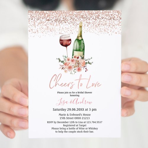  Floral Champagne Cheers to Love Bridal Shower Invitation