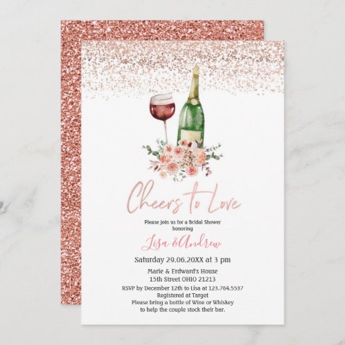  Floral Champagne Cheers to Love Bridal Shower Invitation