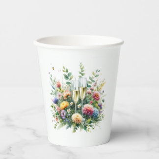 Floral Champagne Garden Cups