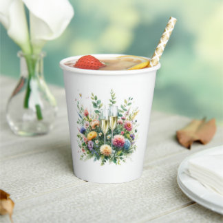 Floral Champagne Garden Cups