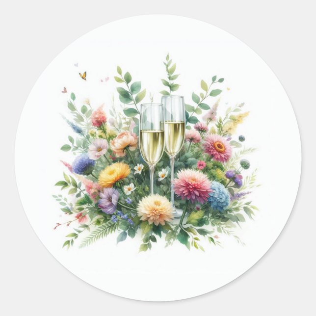 Floral Champagne Garden Stickers (Front)
