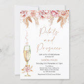 Floral Champagne Petals and Prosecco Bridal Shower Invitation (Front)