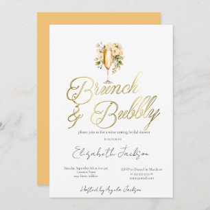 Floral ChampagneBrunch & Bubbly Bridal Shower Invitation