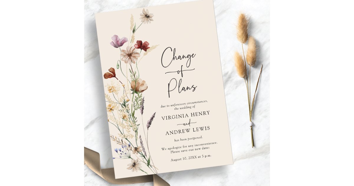 Floral Change Of Plans Invitation | Zazzle