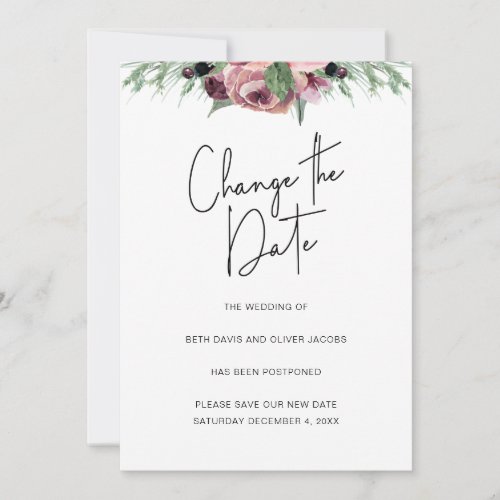 Floral Change the Date Wedding Postponement Announcement