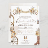 Floral Charro Sunflower Country Rustic Quinceanera Invitation (Front/Back)