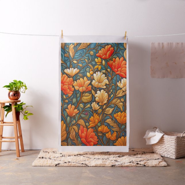 Floral Cheater Quilt Panel in William Morris Style Fabric (In Situ)