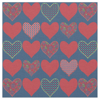 Floral, Check Gingham and Polka Dots Hearts Fabric