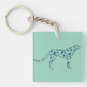 Floral cheetah keychain