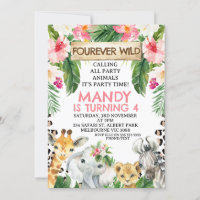 Floral Cheetah Print Fourever Wild 4th Birthday
