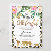 Floral Cheetah Print Onederful Birthday Invitation (Front)