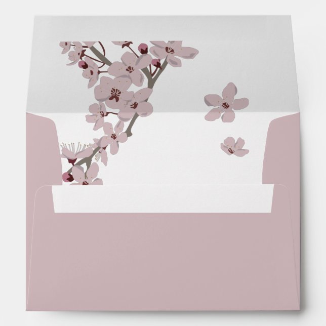 Floral Cherry Blossom 5x7 Wedding Invitation Envelope (Back (Bottom))