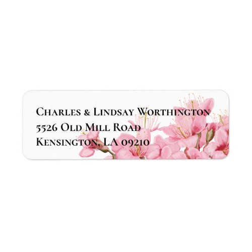 Floral cherry blossom address label