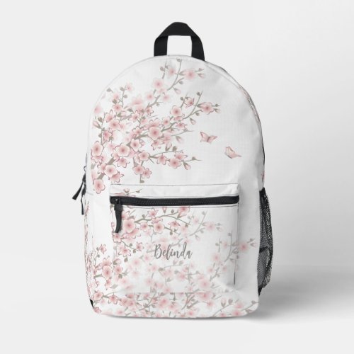 Floral Cherry Blossom Blush Pink Printed Backpack