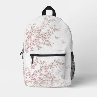 Floral Cherry Blossom Blush Pink Printed Backpack