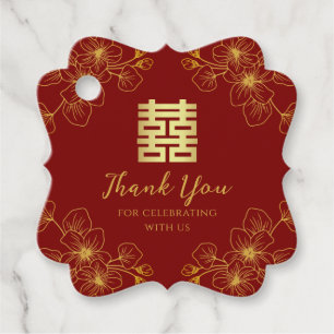 Floral cherry blossom Chinese wedding thank you Favor Tags