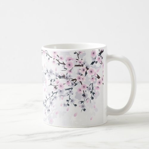 Floral Cherry Blossom Dusky Pink Mauve Coffee Mug