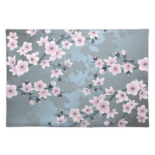  Floral Cherry Blossom Dusty Pink Blue  Placemat