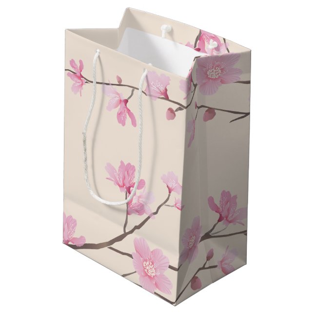 Floral Cherry Blossom Medium Gift Bag (Back Angled)