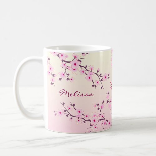 Floral Cherry Blossom Monogram Coffee Mug