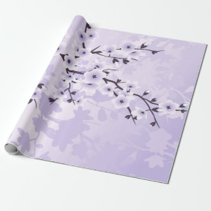 Floral Cherry Blossom Only Purple Wrapping Paper