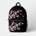 Floral Cherry Blossom Pink Black Printed Backpack