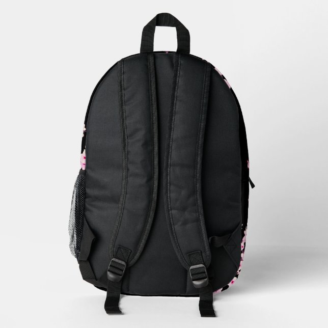 Floral Cherry Blossom Pink Black Printed Backpack | Zazzle display picture 2