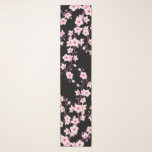 Floral Cherry Blossom Pink Black Scarf<br><div class="desc">Pretty pink cherry blossoms on a black background. China considers the cherry blossom to be a representation of feminine beauty and power. The Asian themed pink cherry blossom on the black background are a sight to behold and add a touch of exclusivity and style.</div>