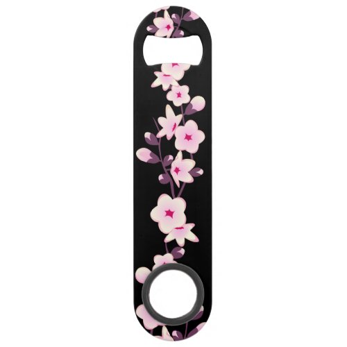 Floral Cherry Blossom Pink Black Speed Bottle Opener