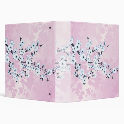 Floral Cherry Blossom Pink Blue Girly 3 Ring Binder