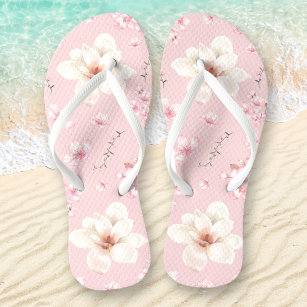 Floral Cherry Blossom Pink Flip Flops