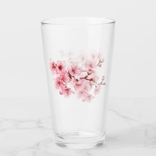 Floral Cherry Blossom Pink Glass (Front)