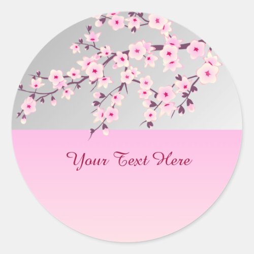 Floral Cherry Blossom Pink Gray Sticker