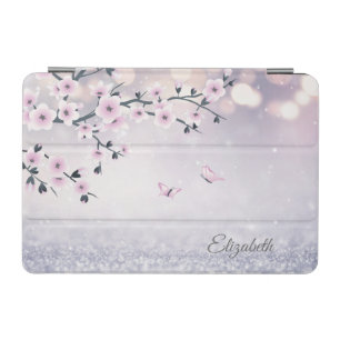 Floral Cherry Blossom Pink Mauve Bokeh Glitter iPad Mini Cover
