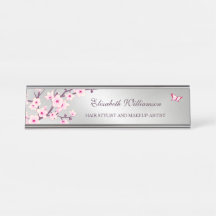 Floral Cherry Blossom Pink Silver Salon