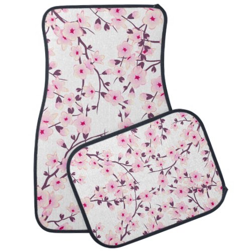 Floral Cherry Blossom Pink White Car Mat