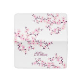 Floral Cherry Blossom Pink White Checkbook Cover (Open)