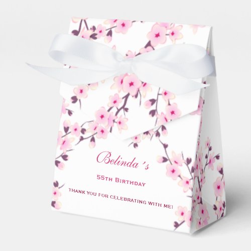 Floral Cherry Blossom Pink White  Custom Birthday Favor Boxes