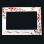 Floral Cherry Blossom Pink White Custom Wedding Magnetic Frame<br><div class="desc">Pretty apricot pink watercolor cherry blossoms on a white background, with custom bride and groom names and wedding date. Love is the purest form of connection that two people can share. The best sign that binds them both together in the holy form of love is marriage. With the impeccable cherry...</div>